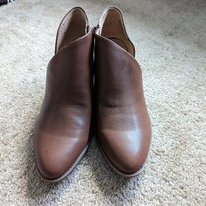 Brown booties with side cutout